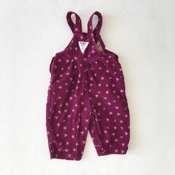 Oshkosh vintage floral/leaf corduroy overalls 6m - Picture 4 of 5